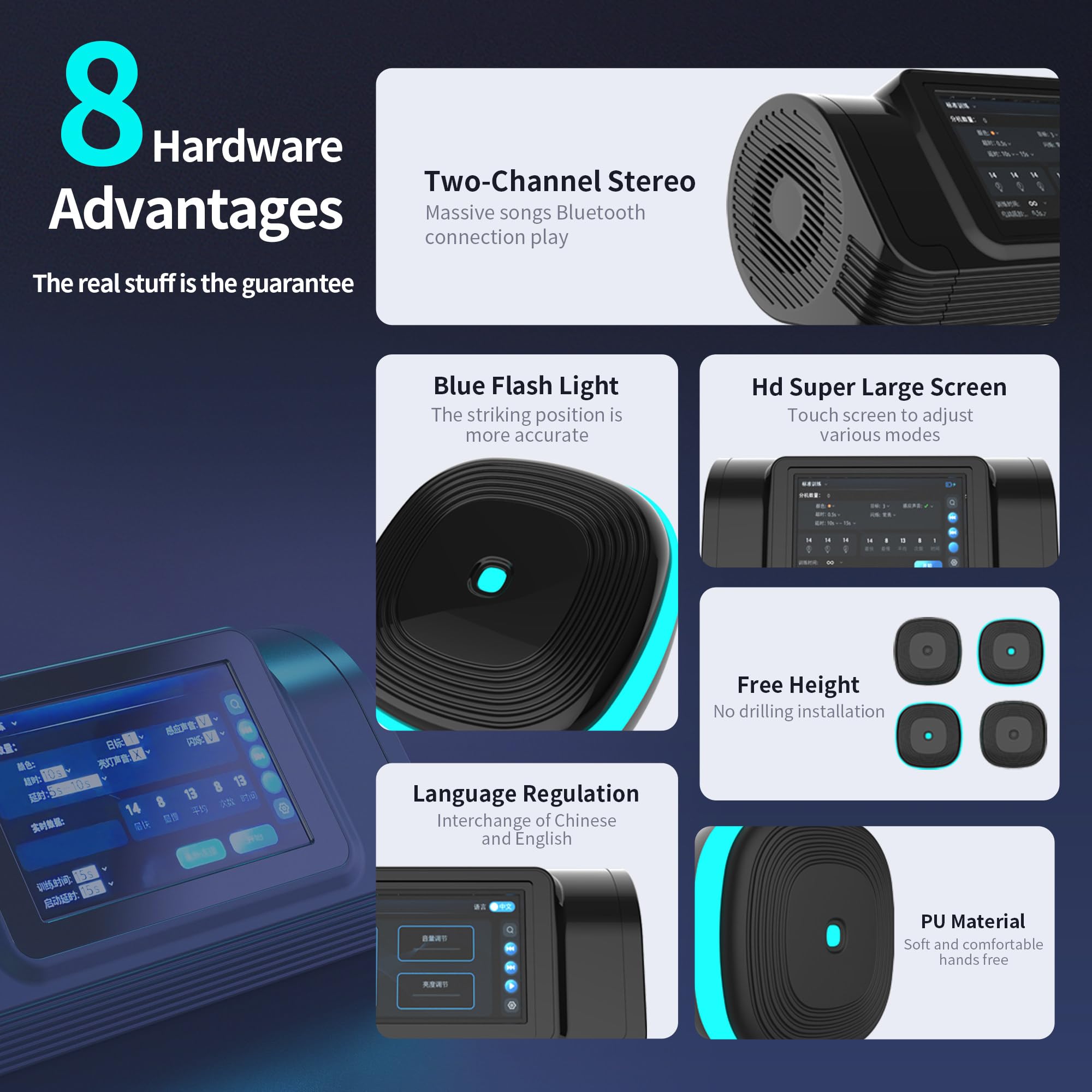 Split Music Boxing Machine, punzonatrice elettrica da parete, con host funzionale e 6 bersagli divisi, 10 modalità di gioco, per allenamento professionale e intrattenimento