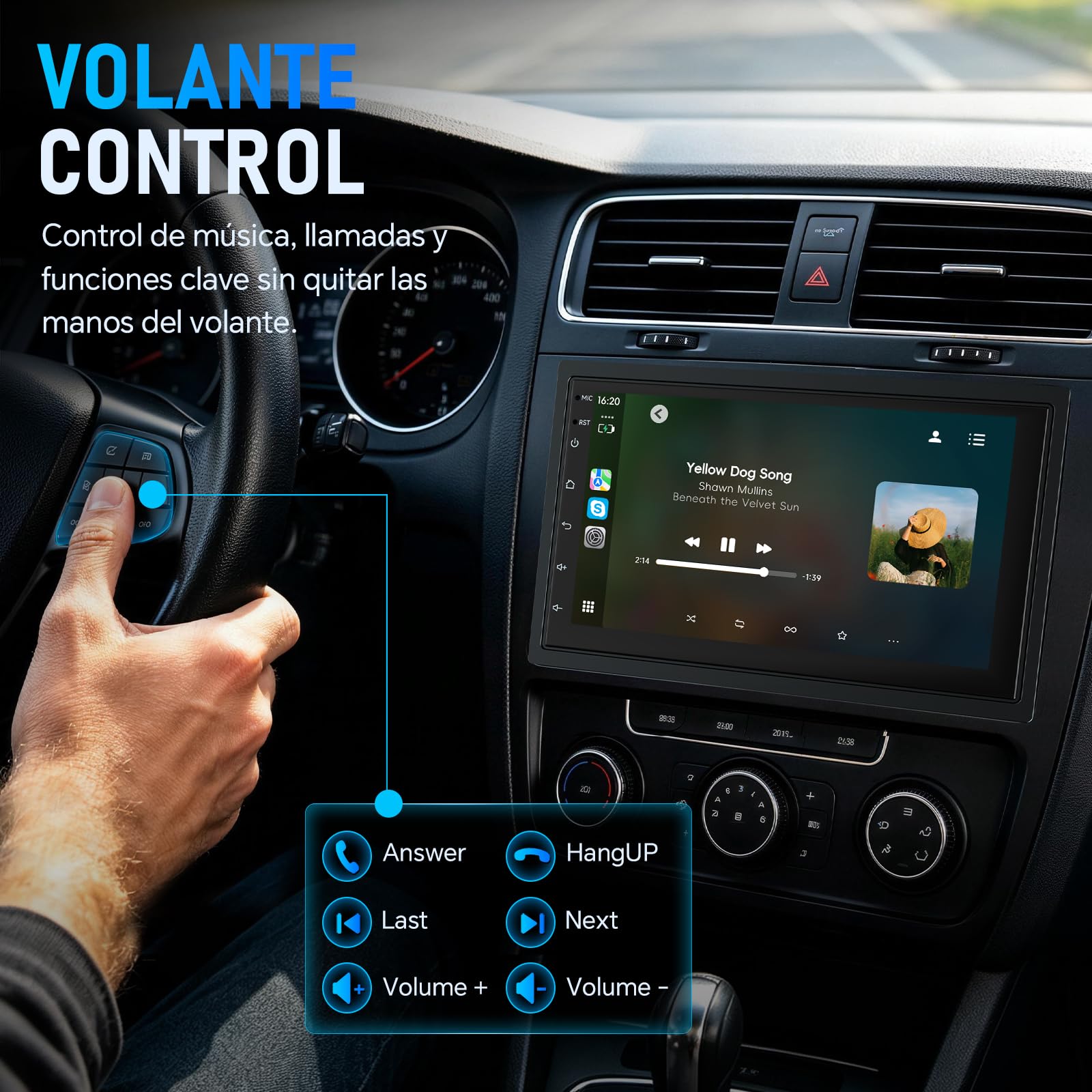 Haudio Estéreo de coche 2 Din con CarPlay y Android Auto inalámbricos, pantalla IPS de 7 Pulgadas,Control Vocal,LFB, FM/RDS/AM,25 Temas UI, Cámara Trasera, 4+64GB para Todos Vehículos(CPU Actualizado)
