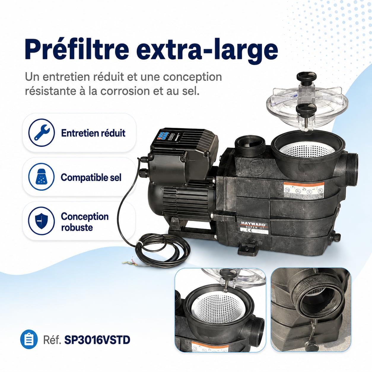 Hayward Super II 1,5 CV – Pompe de filtration piscine à vitesse variable