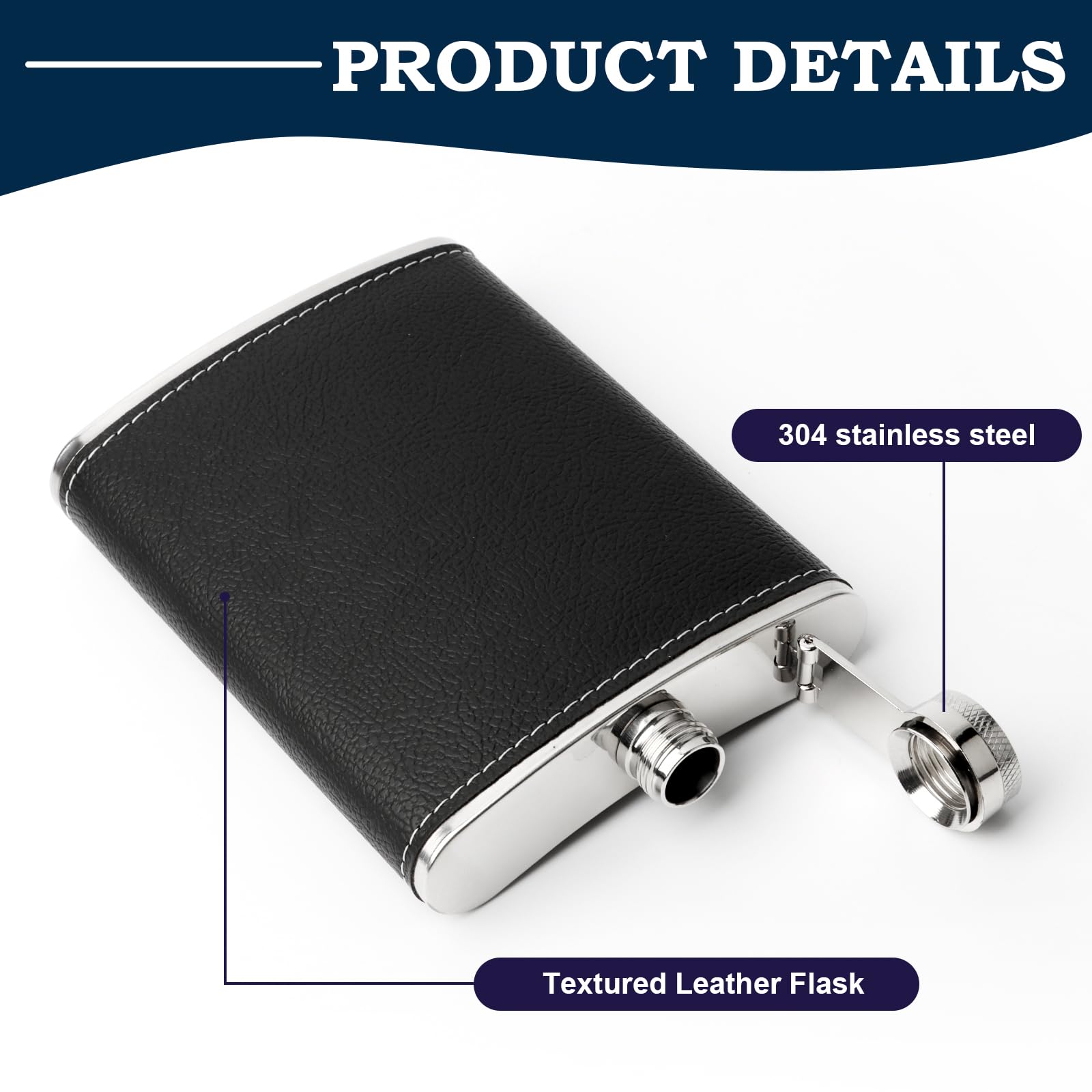 2 Fiaschetta Tascabile e 2 Imbuto, Set di Fiaschette in Acciaio Inossidabile, RISVOWO 8 oz / 227 ML Fiaschetta Whisky per Liquori, Portatile Hip Flask, per Bar, Campeggio, Picnic