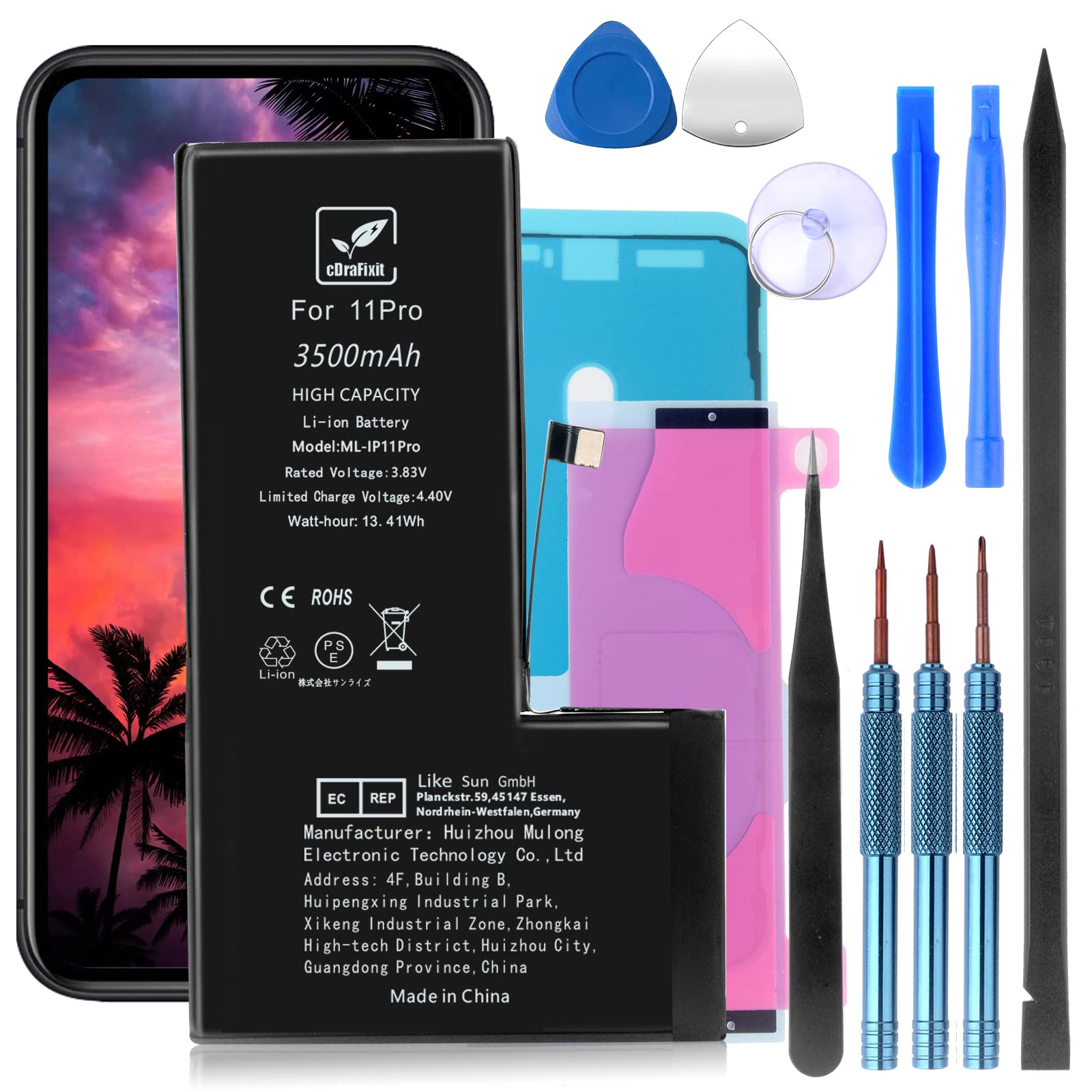 Amazon | cDraFixit For iPhone 11 Pro バッテリー 修理 交換用