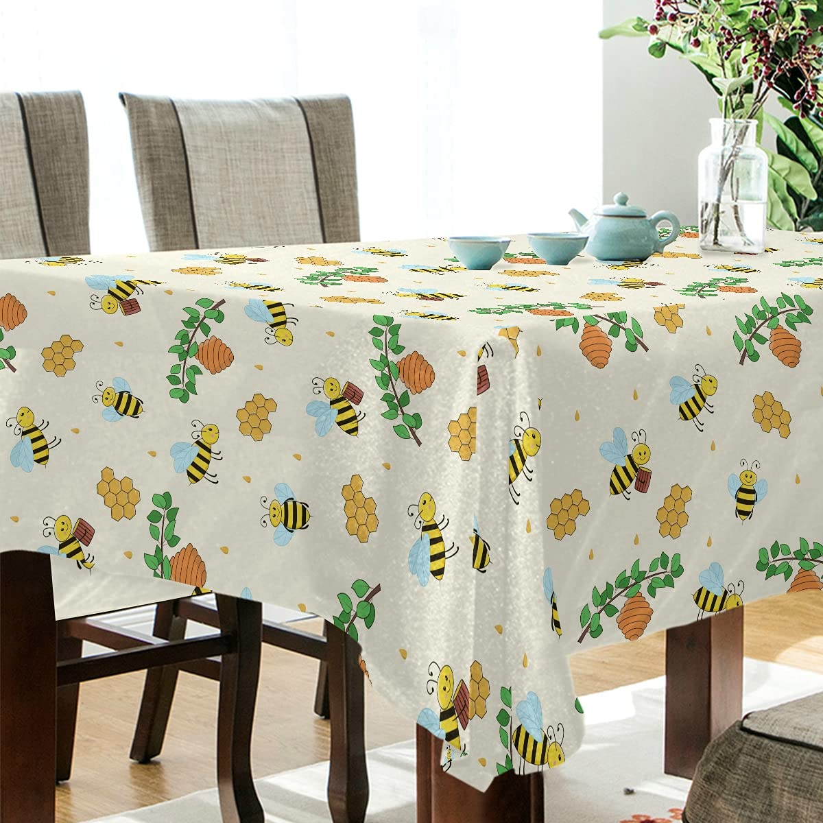 2 Coussins Décoratifs De Jardin Tissu Beige à Motif D'Abeilles 45 X 45 Cm Canneto 80672261