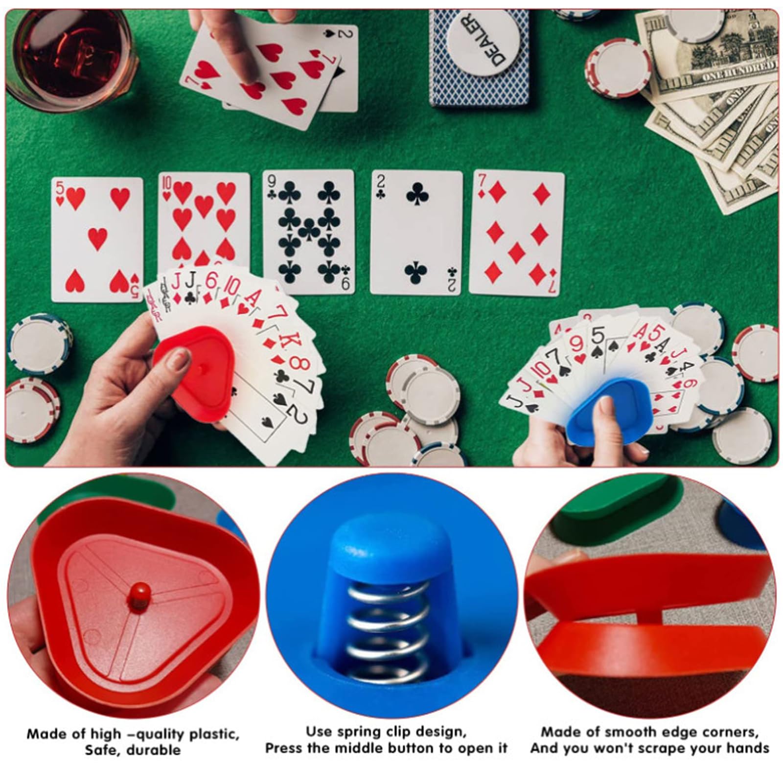 6 Piezas Soporte para Naipes, Criveple Juego de Cartas para Niños, Soporte para Juego de Cartas, Soporte para Tarjetas de Juego, para Personas Mayores y Niños