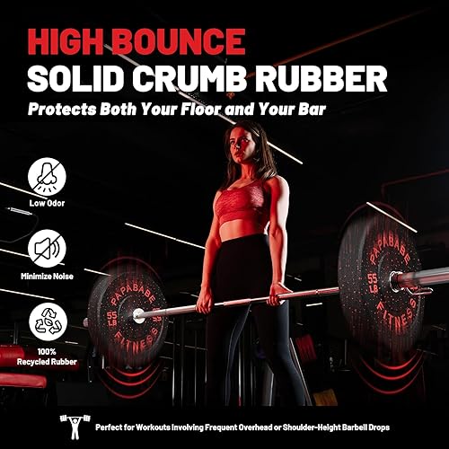 Miniatura 6 de Papababe Placas de peso, juego de placas de pesas de 2 pulgadas, placas de peso de goma protectoras para el suelo, placas de parachoques de 10 a 600