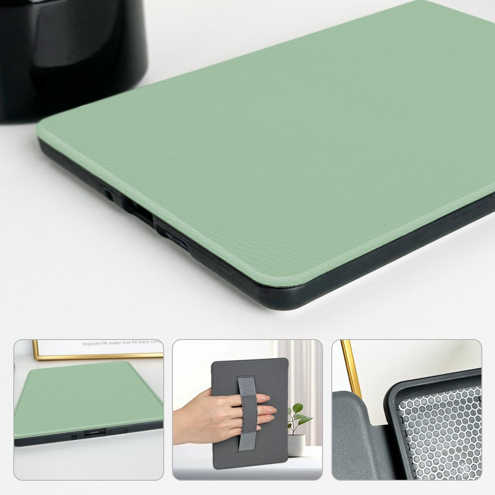 MOROCK Schlanke Schutzhülle für 15,2 cm (6 Zoll) Kindle (11. Generation, Version 2024/2022, Modell-Nr. RS23CV/C2V2L3), hochwertige, leichte Schutzhülle aus PU-Leder mit Handschlaufe, automatischer