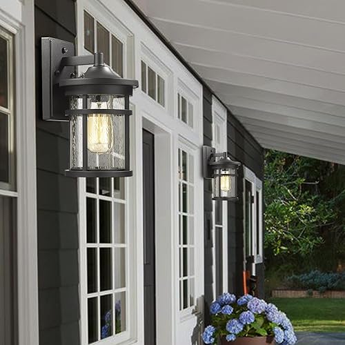 Miniatura 9 de Iluminación de pared al aire libre del anochecer al amanecer, 9 pulgadas de diámetro, linterna de pared grande para exteriores con sensor, luz de