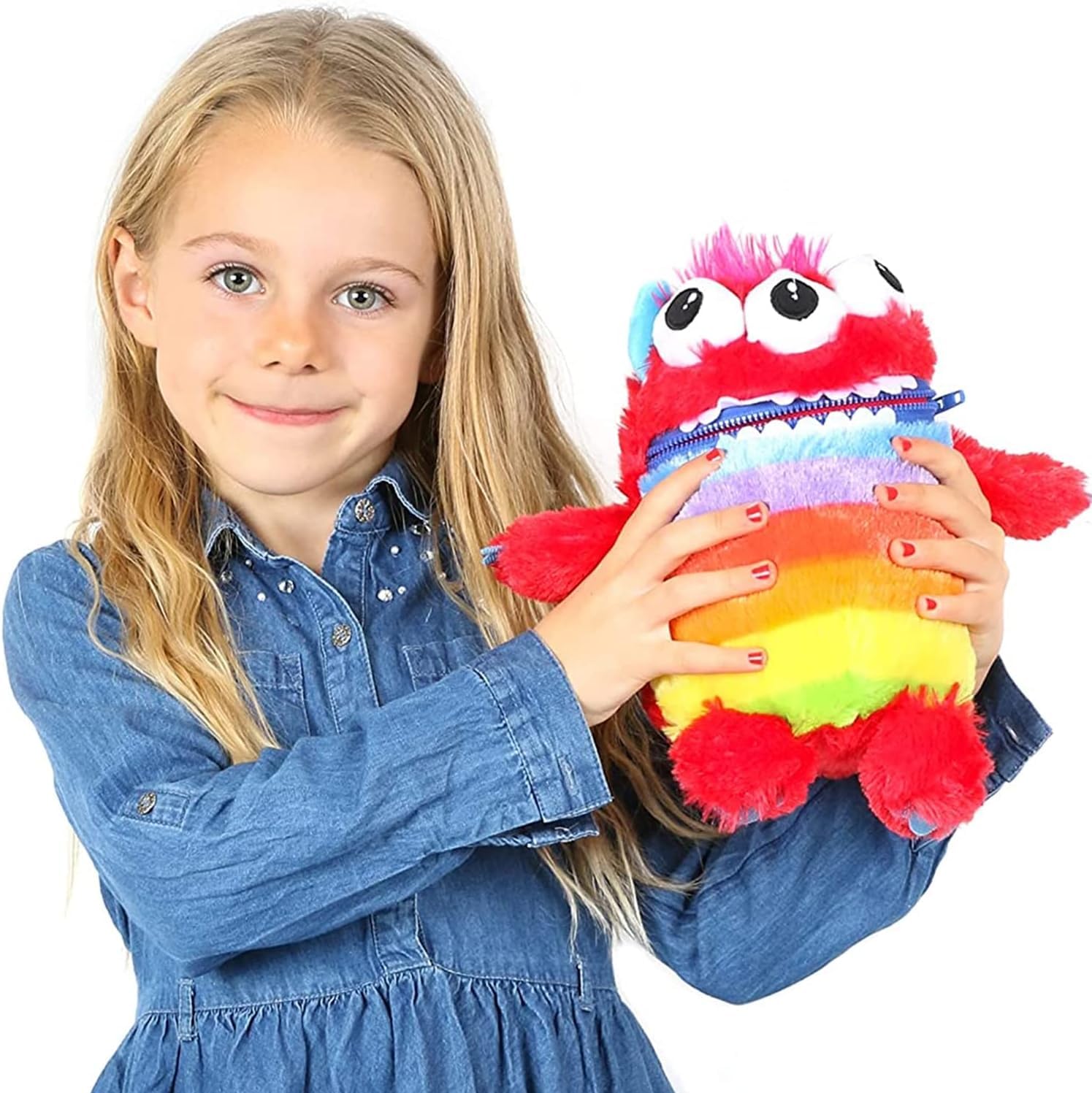 Worry Yummy Peluche di mostro per bambini – 28 cm (11 pollici) morbido peluche per bambini – compagno di sonno per ragazzi e ragazze – Rosa 'Luna