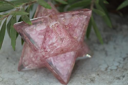 Miniatura 4 de Jet Auténtico cuarzo rosa grande de 4 pulgadas, piedras preciosas de Merkaba, mezcla de cobre y metal, energía positiva curativa rara, tetraedro
