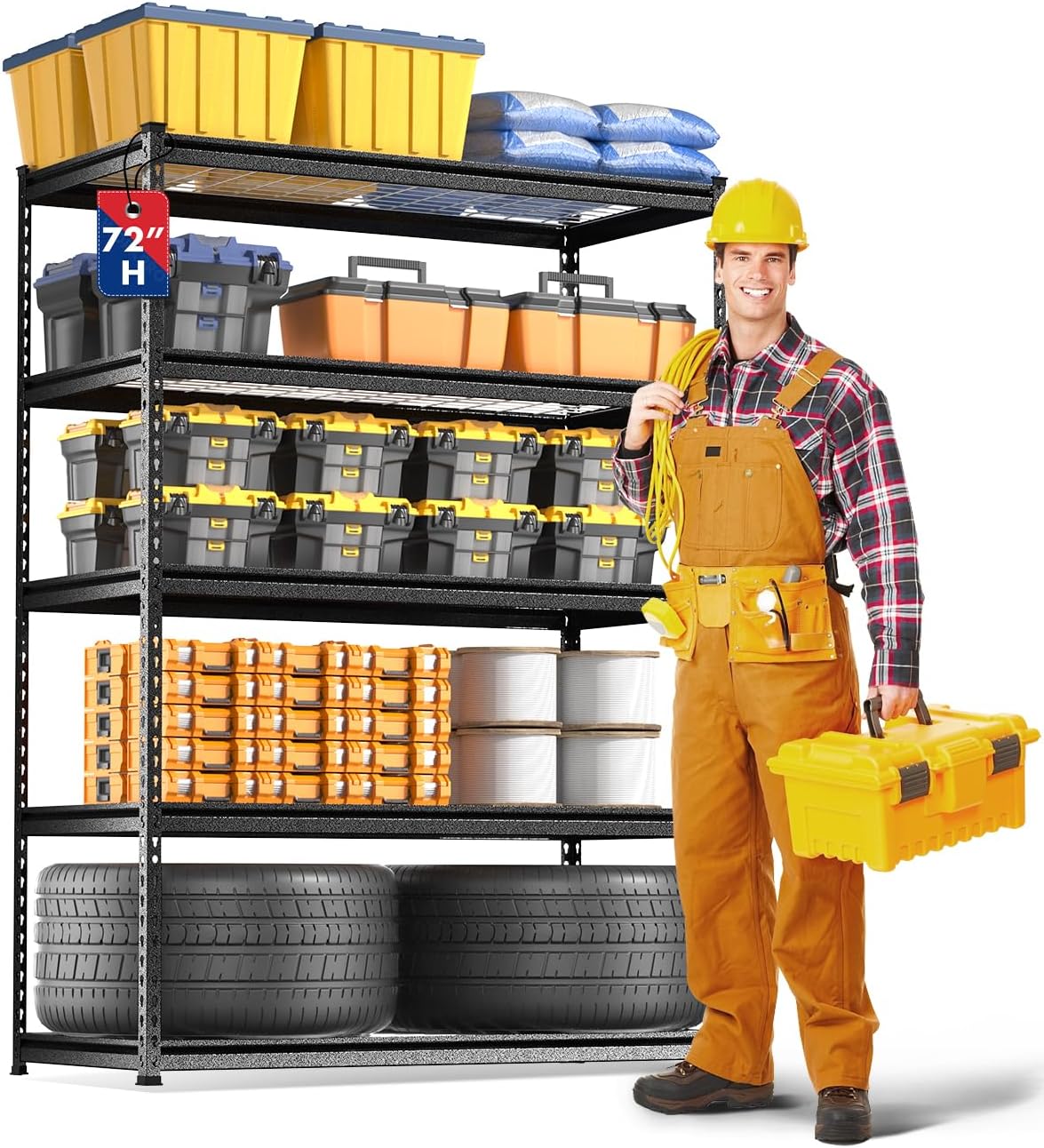 WORKPRO 5-Layer Heavy Duty Metal Storage Rack, 48”W x 24”D x 72”H, Adjustable Shelving Unit with 4000 lbs Total Load Capacity, for Garage, Kitchen, Bathroom, Warehouse WORKPRO 5-Layer Heavy Duty Metal Storage Rack, 48”W x 24”D x 72”H, Adjustable Shelving Unit with 4000 lbs Total Load Capacity, for Garage, Kitchen, Bathroom, Warehouse