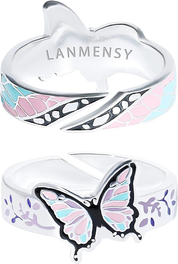 Amazon | LANMENSY 鬼滅の刃 胡蝶 しのぶ リング 新版 ファッション