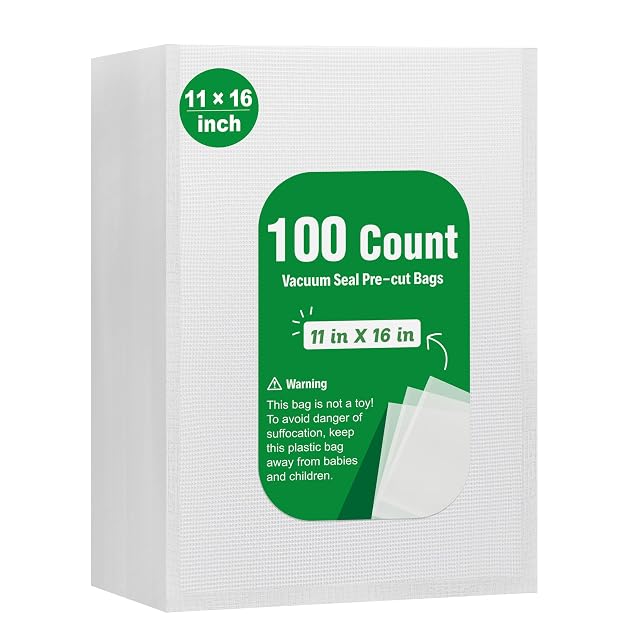 Syntus 100 Count Vacuum Sealer Bags Gallon 11 x 16 inch for Seal a Meal Commercial Grade BPA