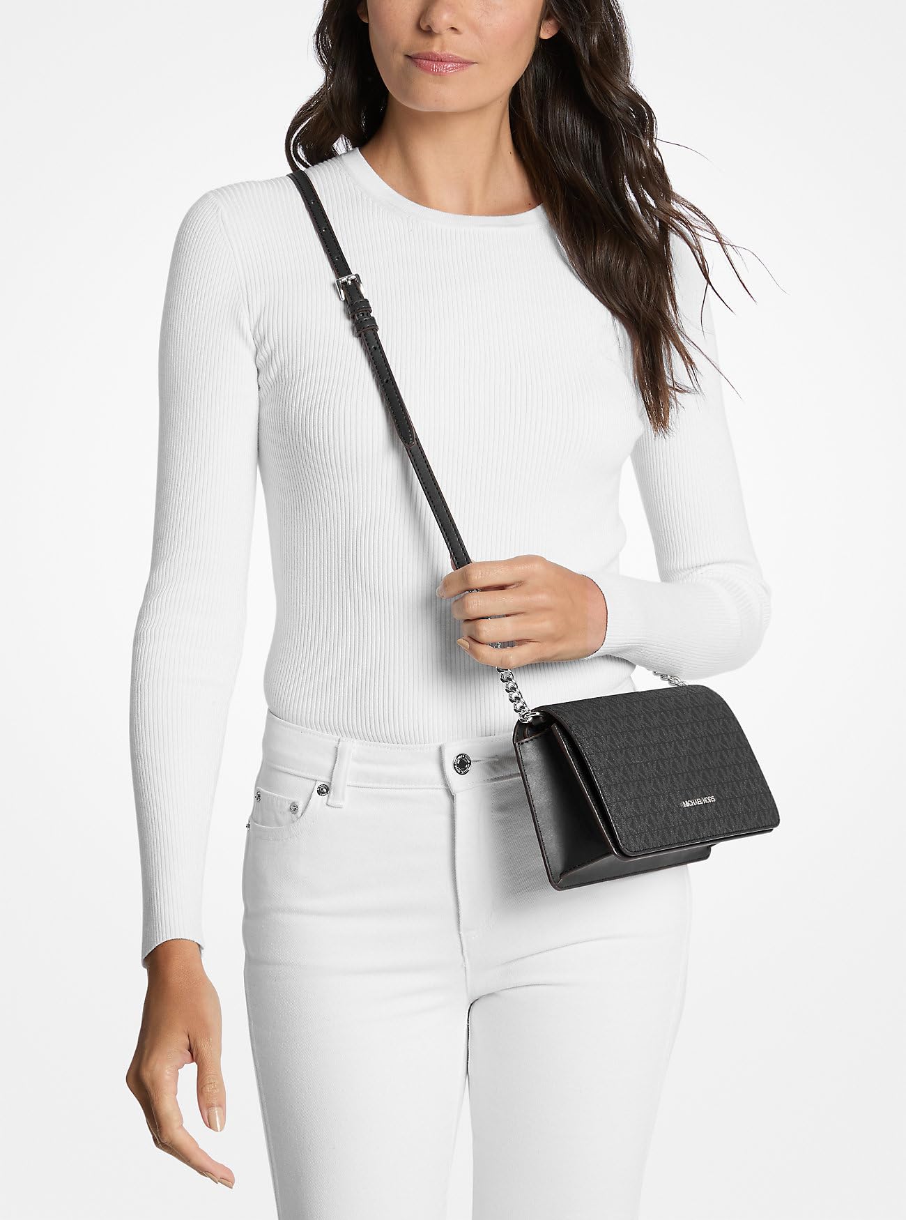Michael Kors Jet Set Bolso cruzado con logotipo Signature Negro PVC