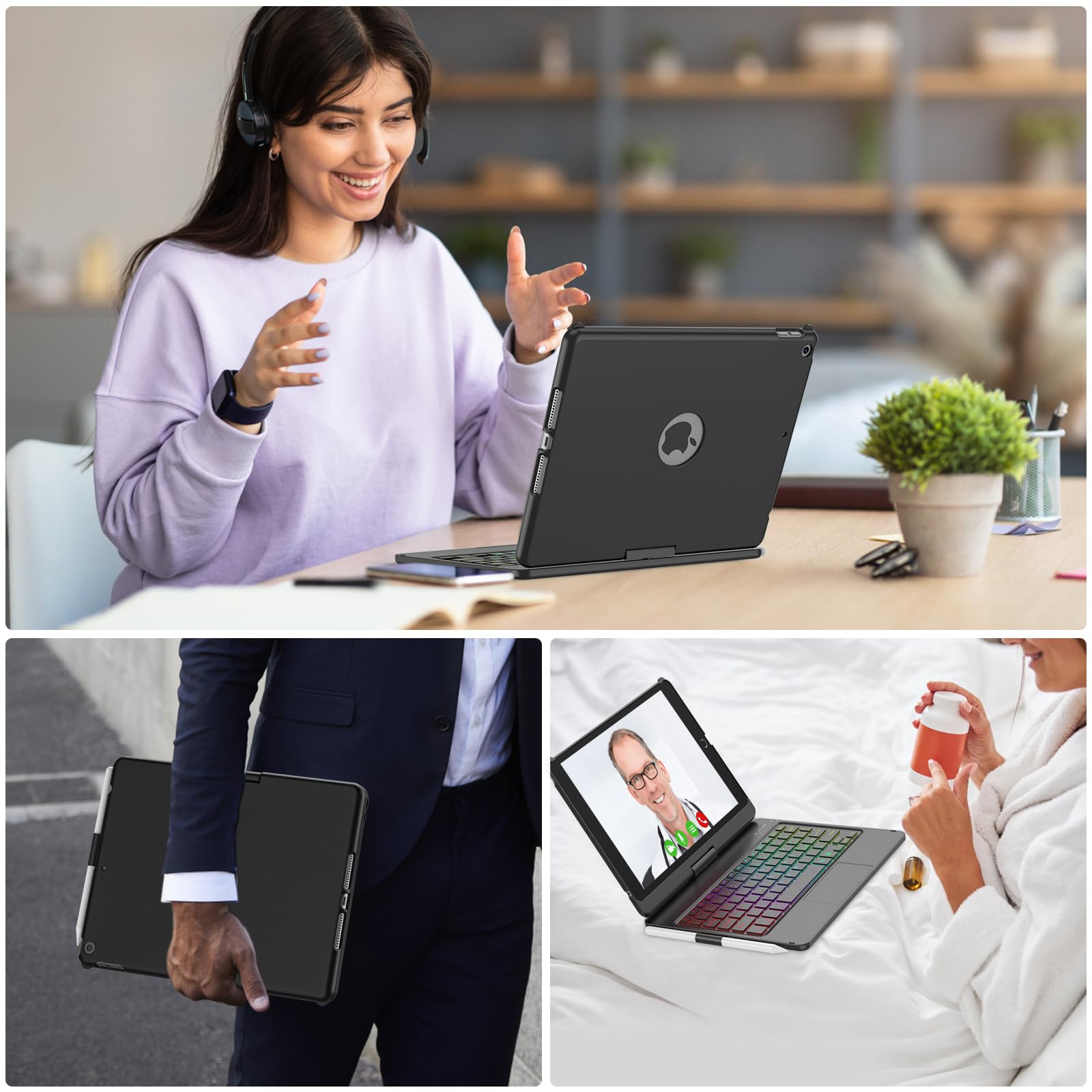 Toetsenbordhoes voor iPad 10,2 inch, hoes voor iPad 9/8/7 generatie Toetsenbordhoes voor iPad 10,2 inch, hoes voor iPad 9/8/7 generatie