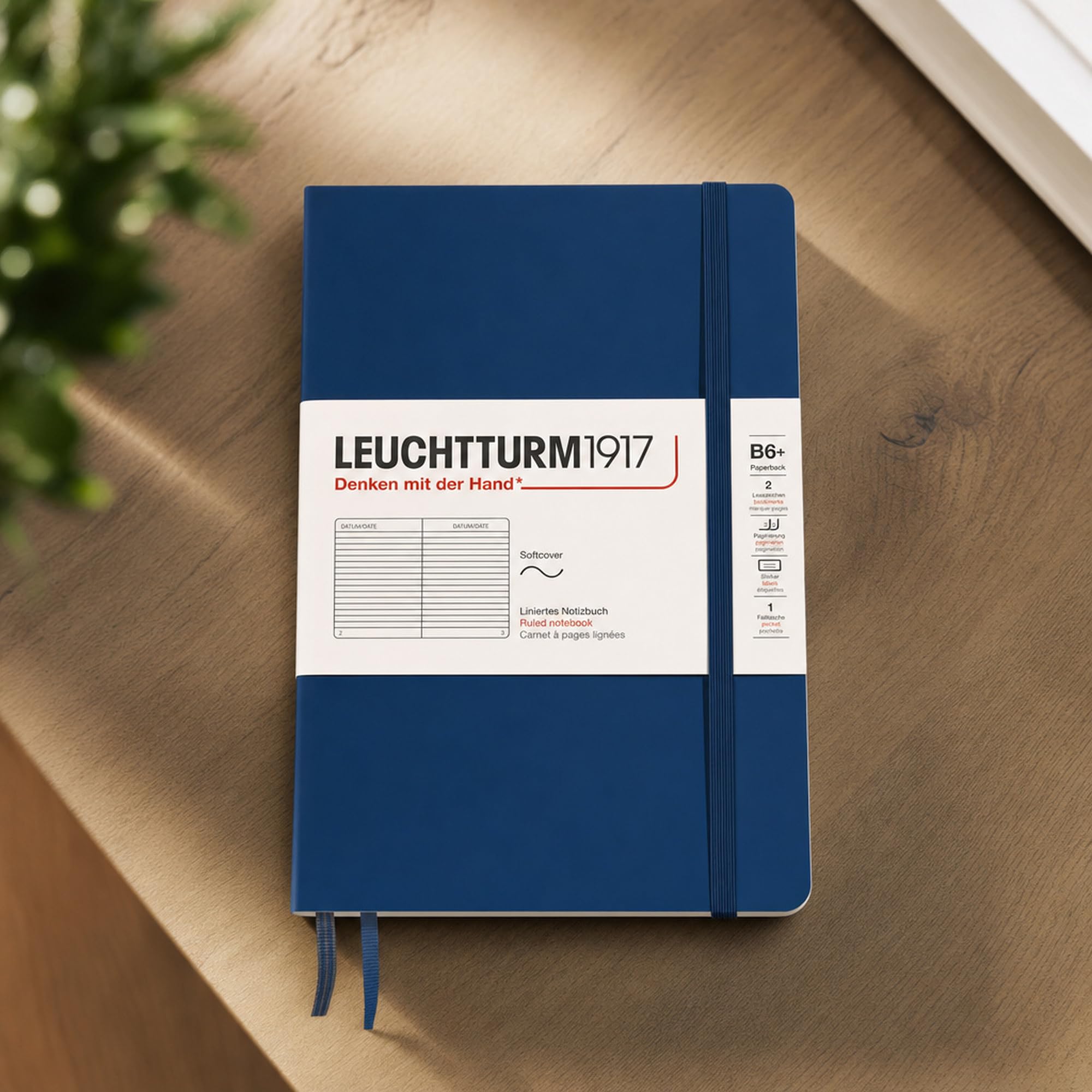 LEUCHTTURM1917 358317 Taccuini Paperback B6+, Copertina morbida, 123 pagine numerate, Righe, Blue Mare