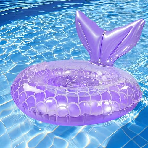 Miniatura 6 de Flotador de piscina para bebé, anillo inflable de sirena con asa de asiento, flotadores de piscina para bebés y niñas pequeños