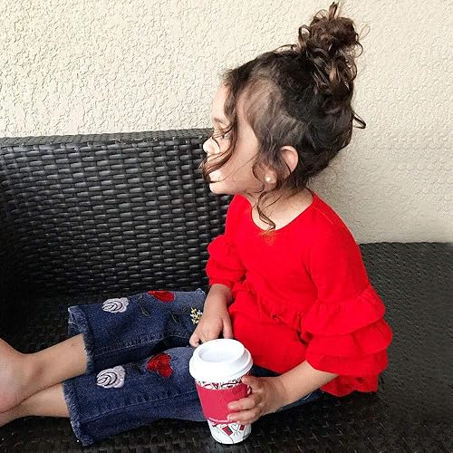 Miniatura 2 de Conjunto de ropa de otoño para niños de 1 a 5 años de edad con volantes de media manga para niños