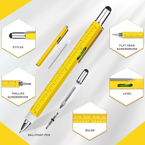 Miniatura 8 de Bolígrafos de regalo para hombres, geniales gadgets 6 en 1, bolígrafo multiherramienta, rellenos de calcetines para hombres y mujeres, útiles regalo