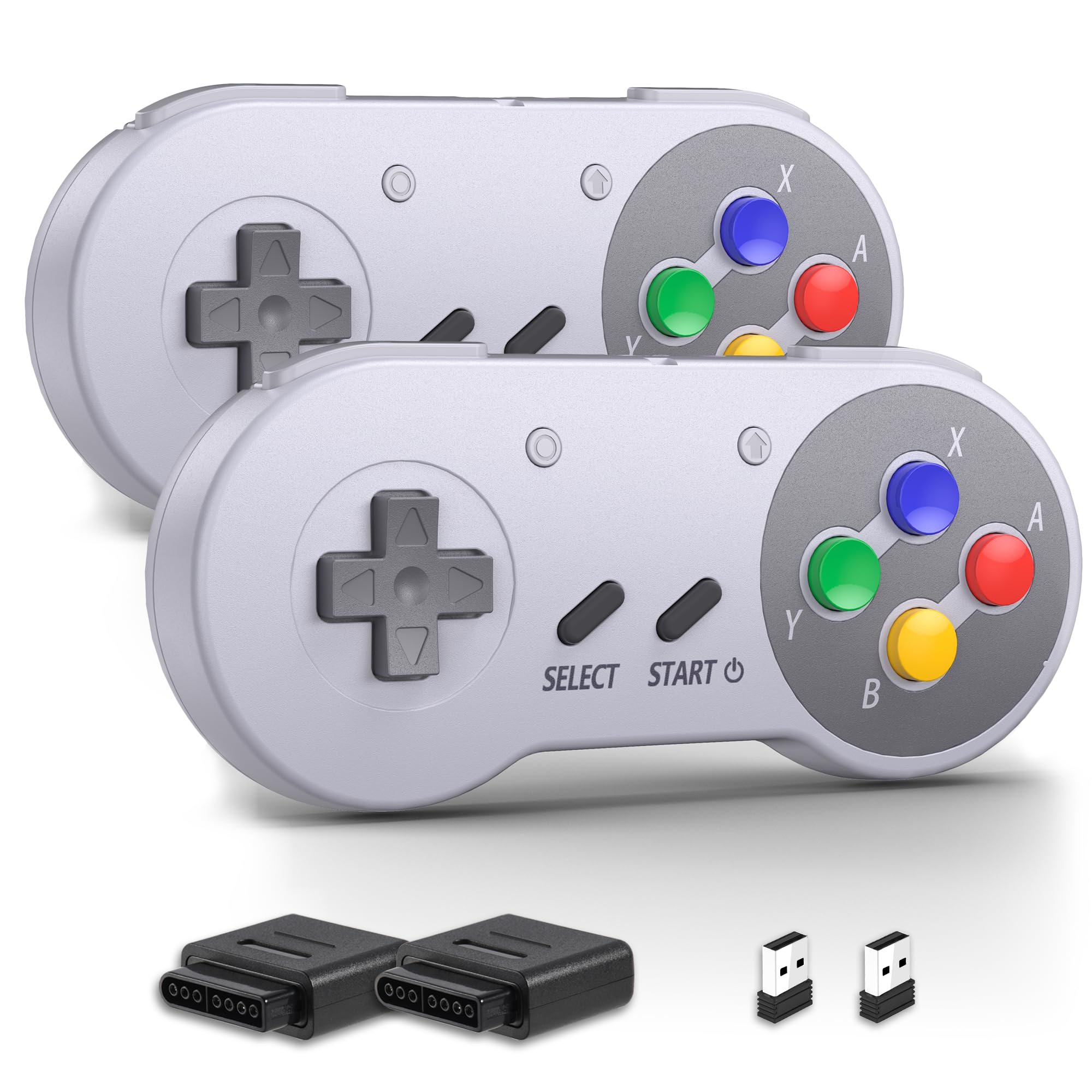 miadore Controlador inalámbrico snes, con receptor USB de 2,4 GHz y receptor snes, compatible con la consola Switch/Switch OLED/Windows PC/Mac OS/rackup PI/snes, 2 paquetes multicolor