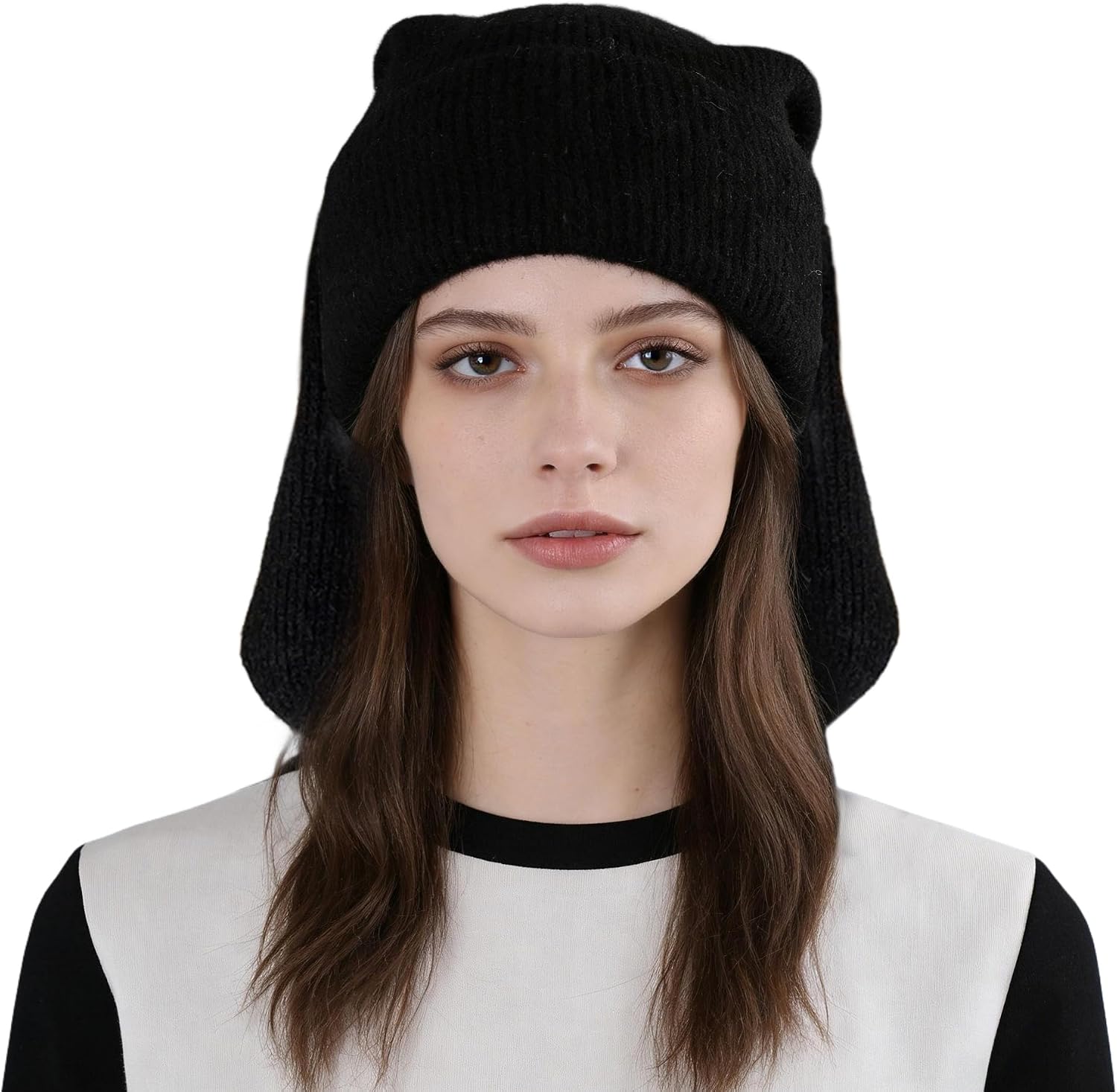 Women Men Cute Long Ears Bunny Beanie Funny Hat Knit Hats Fluffy Winter Cap Warm Knit Rabbit Crochet Skull Cap image 4