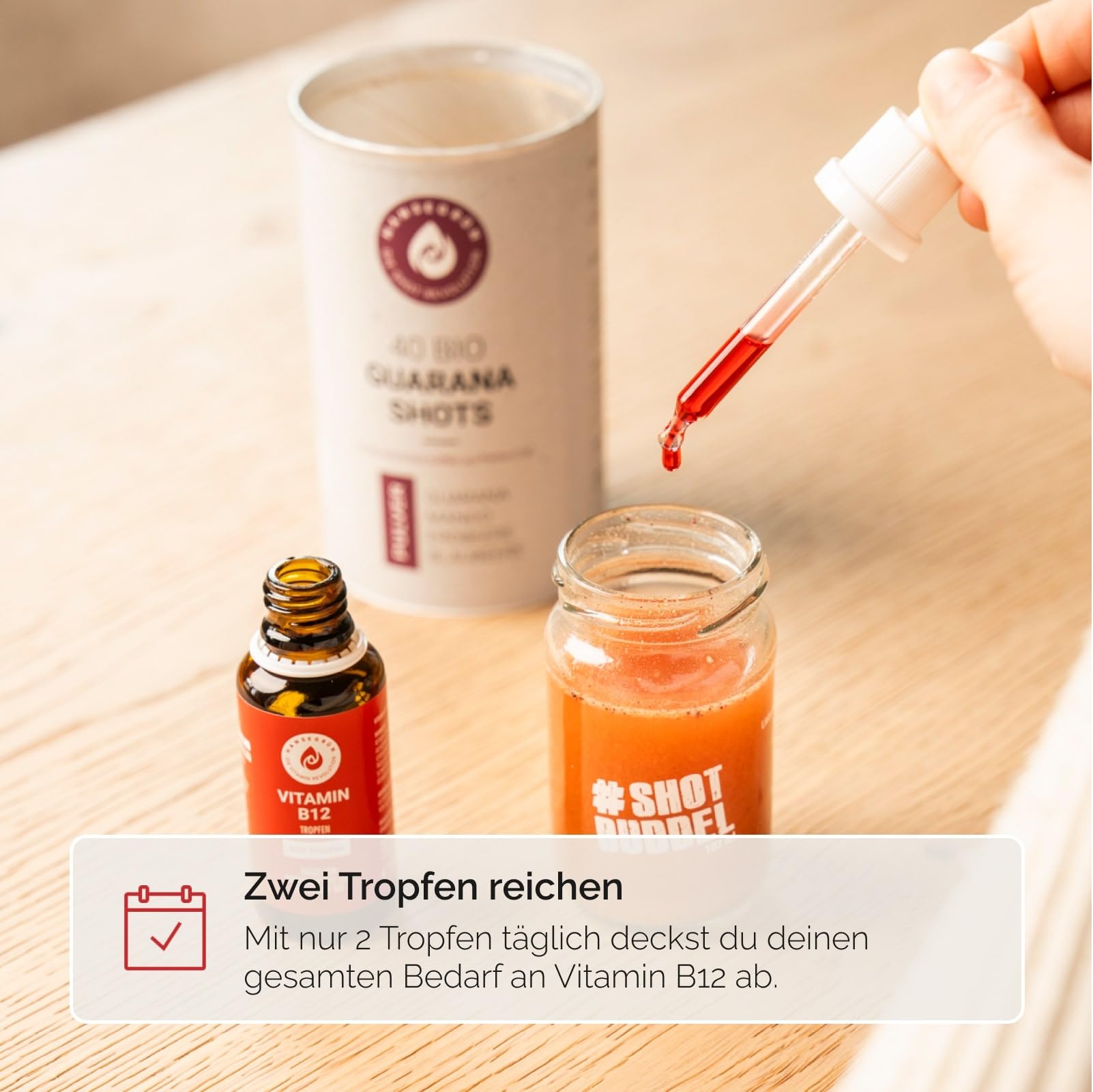 Hansegrün - 2x B12 Vitamintropfen - 30ml - Trägt zur Verringerung von Müdigkeit³ & normalem Energiestoffwechsel² bei - Nur 3 Zutaten - Vegan & ohne Zusatzstoffe - Für 400 Tage