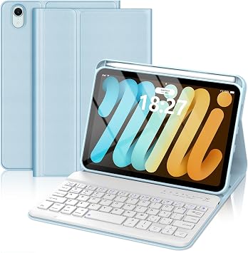 Keyboard Case for iPad mini 7 A17 Pro 2024 / iPad mini 6 2021, Detachable Wireless Keyboard, Slim Protective Case with Soft TPU Back Cover for 8.3 Inch iPad mini 7th 6th Generation, Auto Wake/Sleep