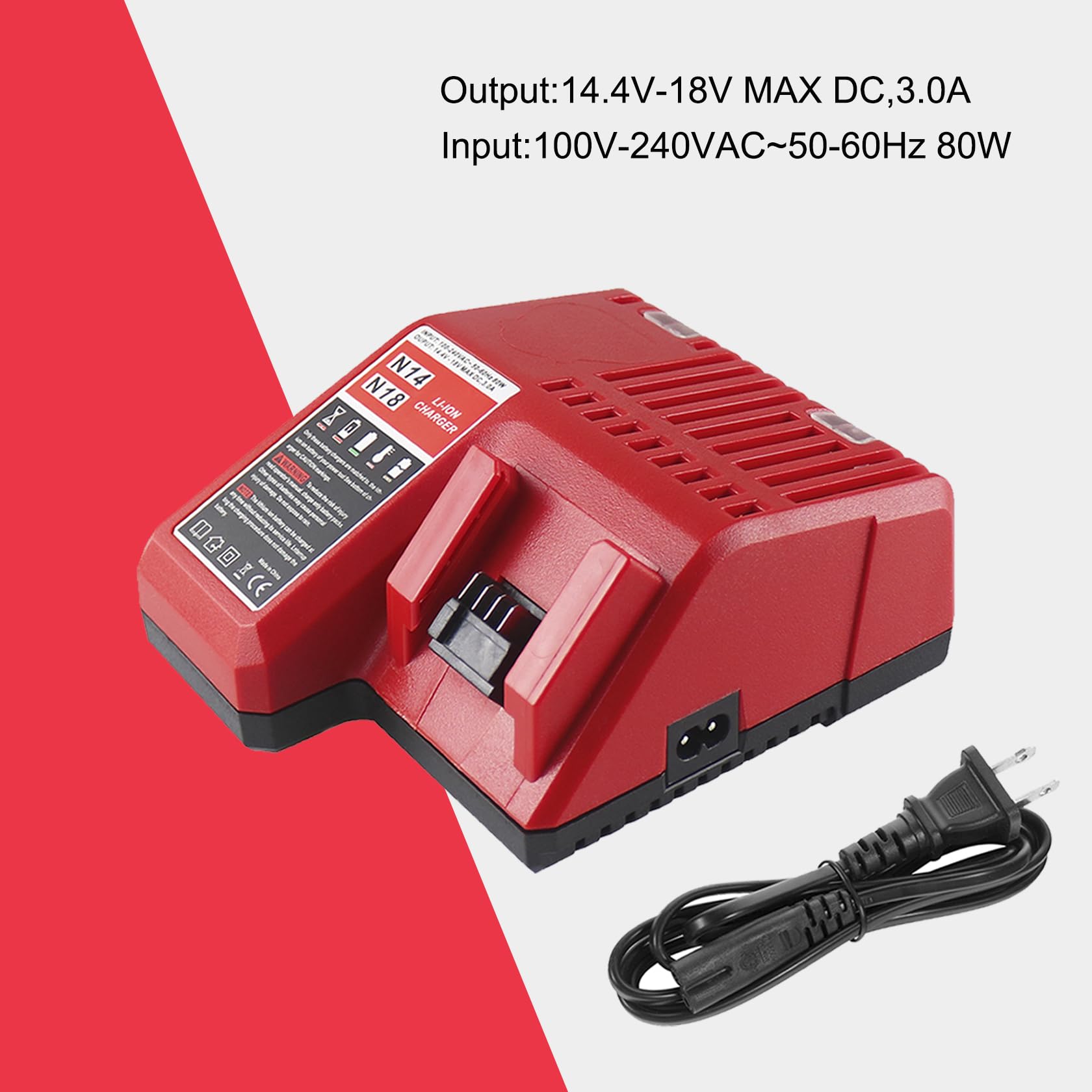 Chgdkjy 2PACKS M18 Battery and Charger Starter Kit Compatible with Milwaukee 18V Battery 48-11-1850 and Battery Charger 48-59-1812