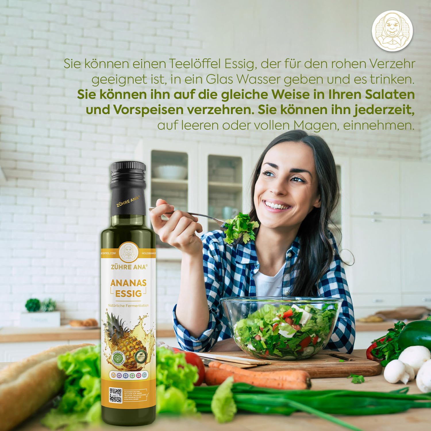 Zühre Ana Vinaigre Ananas - Fermenté naturellement - Favorise la combustion des graisses et réduit l'appétit - Pour la perte de poids, Détoxification (1000 ml)