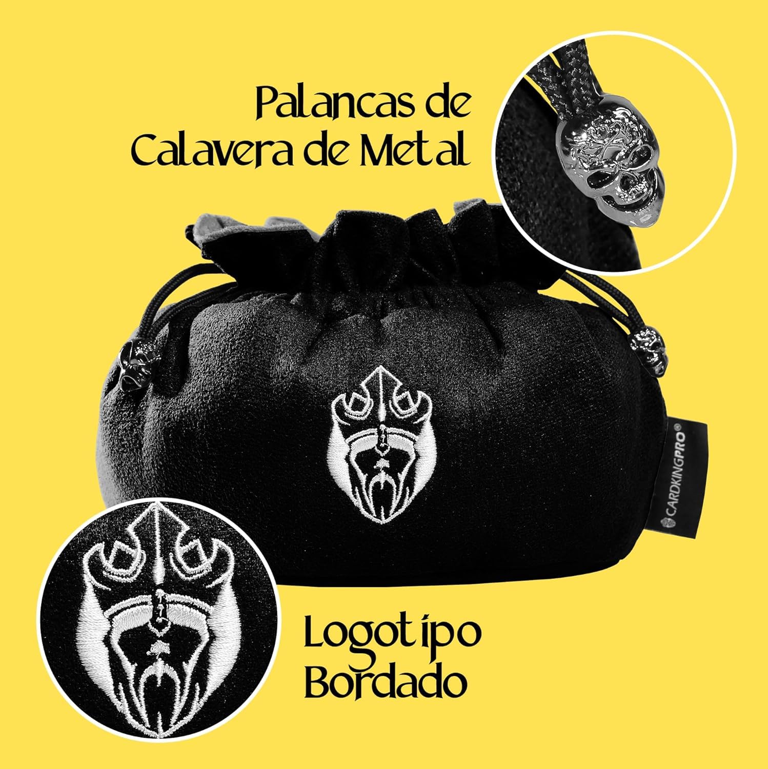 CardKingPro - Bolsas de Dados Inmensas con Bolsillos - Negro - Capacidad para 150+ Dados - Gran Organizador para Coleccionistas de Dados, Dungeons and Dragons [Diseño Patentado]