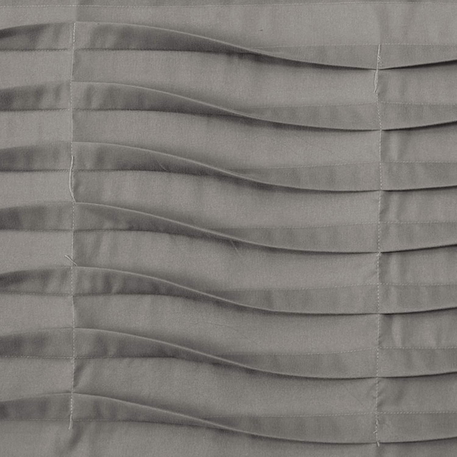 Lush Decor Wave Texture Valance Curtain Single 52" W x 18" L Dark Gray - Kitchen Valances for Windows - Gray Bathroom Curtains Window - Pleated Curtains