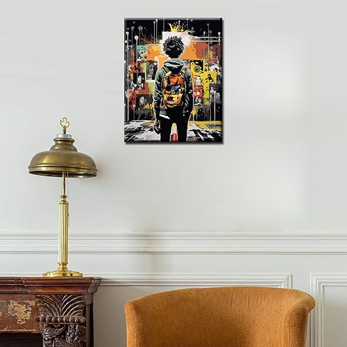 Miniatura 4 de Banksy Street Graffiti Pintura al óleo por números, 16 x 20 pulgadas, lienzo DIY pintura al óleo para niños, estudiantes, adultos, principiantes,