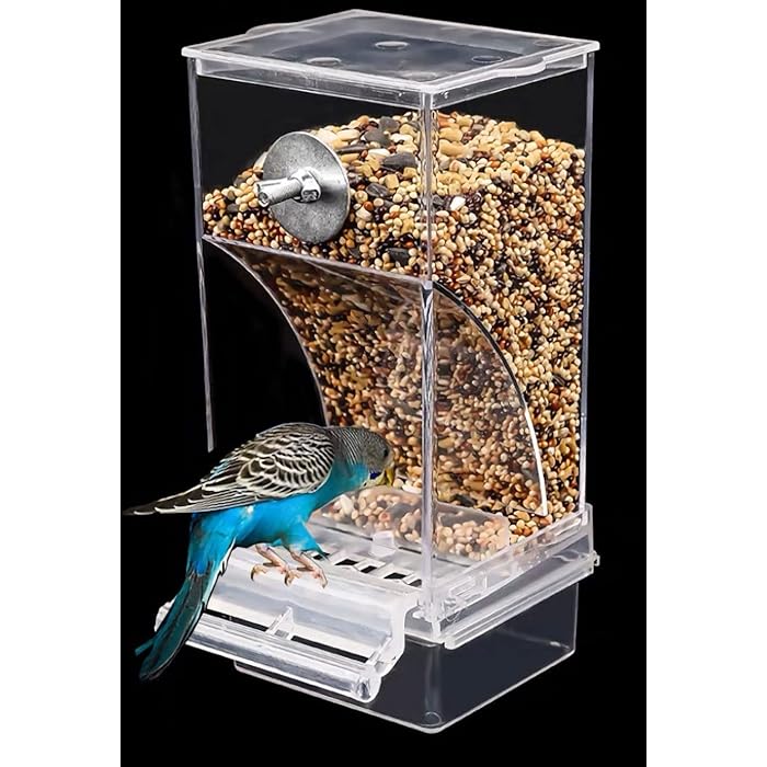 Buy No Mess Bird Cage Feeder Automatic Parrot Seed Feeders with Perch