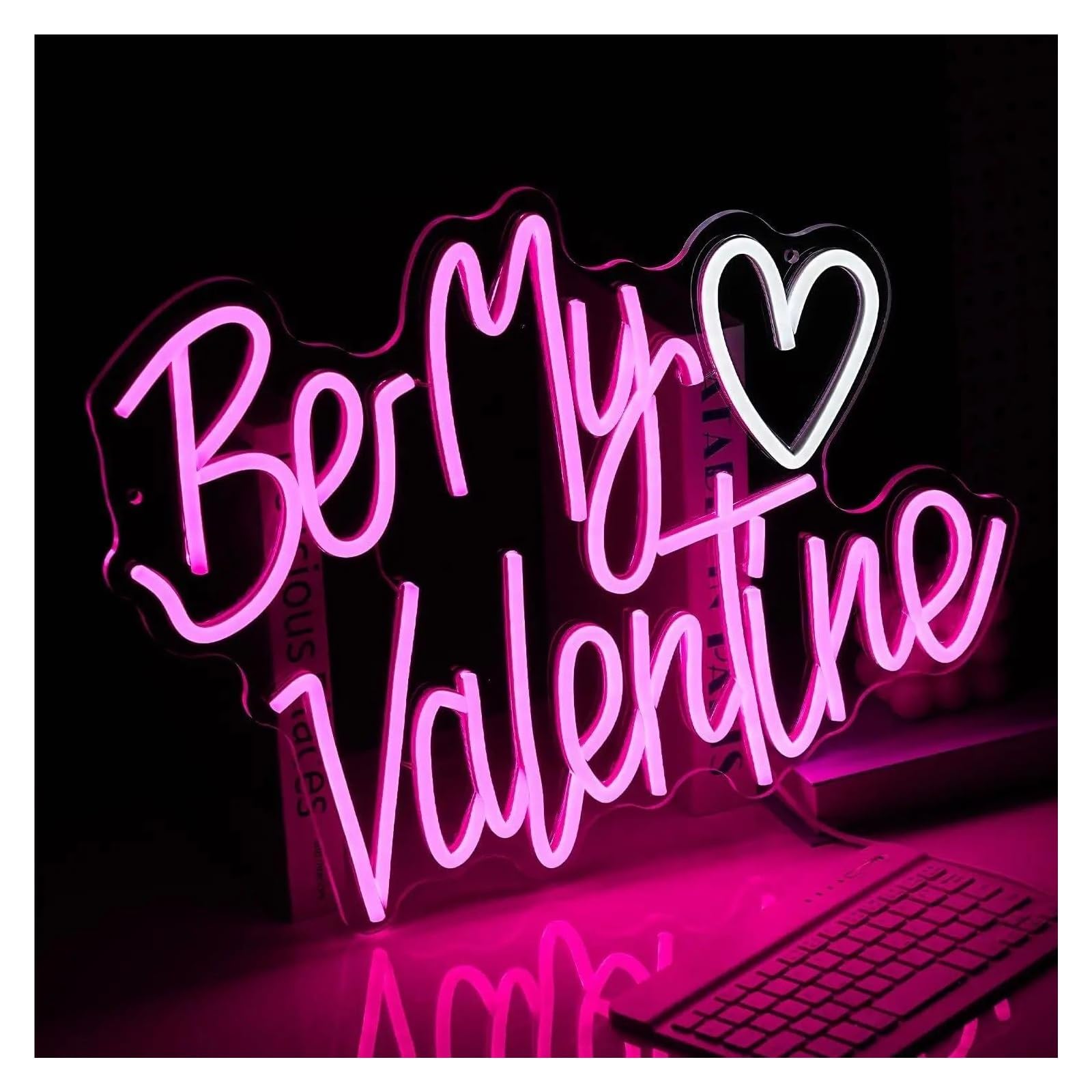 LEMST Sign Lamp Be My Valentine Neon Light - USB Powered, with Dimmer, Adjustable Brightness,for Bedrooms, Romantic Decor 32x42cm