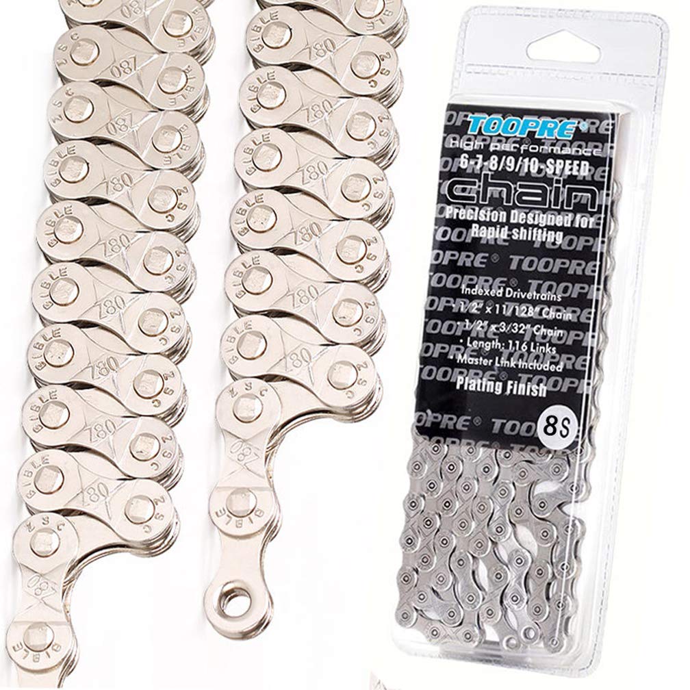 Farbetter6/7/8 Speed Bike Chain 1/2 x 3/32 Inch 116 Links, Electroplating Silver, Rust Prevention