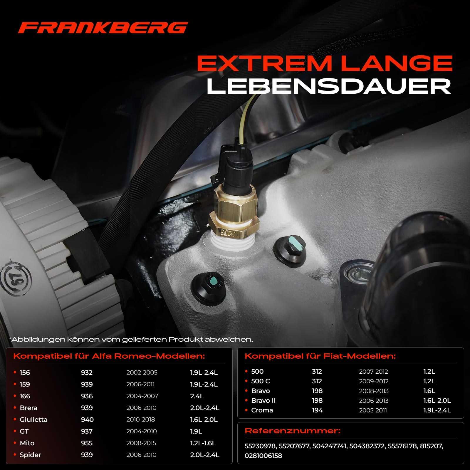 Frankberg Sensor Kraftstoffdruck Raildrucksensor 3-polig Kompatibel mit Corsa D S07 Corsa C Kasten/Schrägheck X01 Ducato Kasten 250 Astra J Caravan P10 Insignia Replace# 504247741