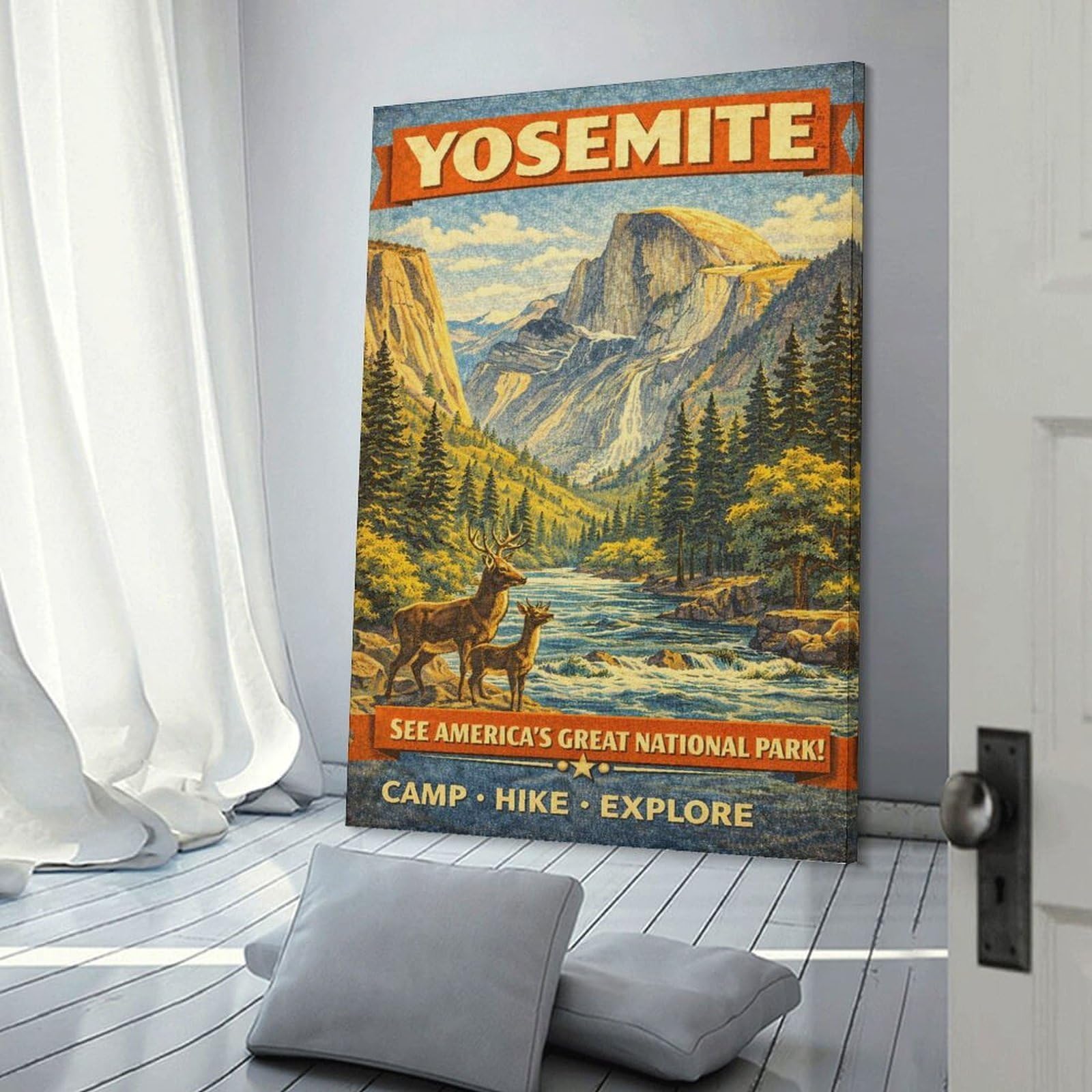 Junmoney Yosemite National Park Vintage (2) Room Decor Wall Art, 12x18inch(30x45cm), for Gallery Wall Decor And Room Displays, Decorative Artwork with Flexible Styling