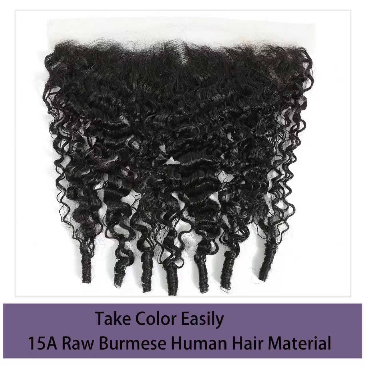Burmese Curly Frontal Closure 13x4 Lace Frontal 16 Inch100% Real Raw Human Hair Burmese Curly Closure Transparent HD Lace Can Be Dyed Natural Black 1B Color