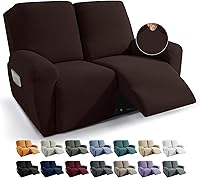 Vista 23 de JIVINER Fundas de sofá reclinable de 8 piezas, fundas elásticas de jacquard para sofá reclinable, fundas para sala de estar, protector suave de 3