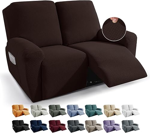 Miniatura 23 de JIVINER Fundas de sofá reclinable de 8 piezas, fundas elásticas de jacquard para sofá reclinable, fundas para sala de estar, protector suave de 3