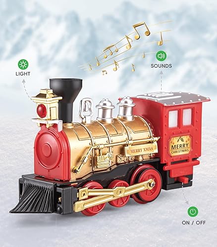 Miniatura 2 de Juguete de tren para niños pequeños, decoración de Navidad, juego de tren eléctrico alrededor del árbol con luces y sonido para niños, motor de