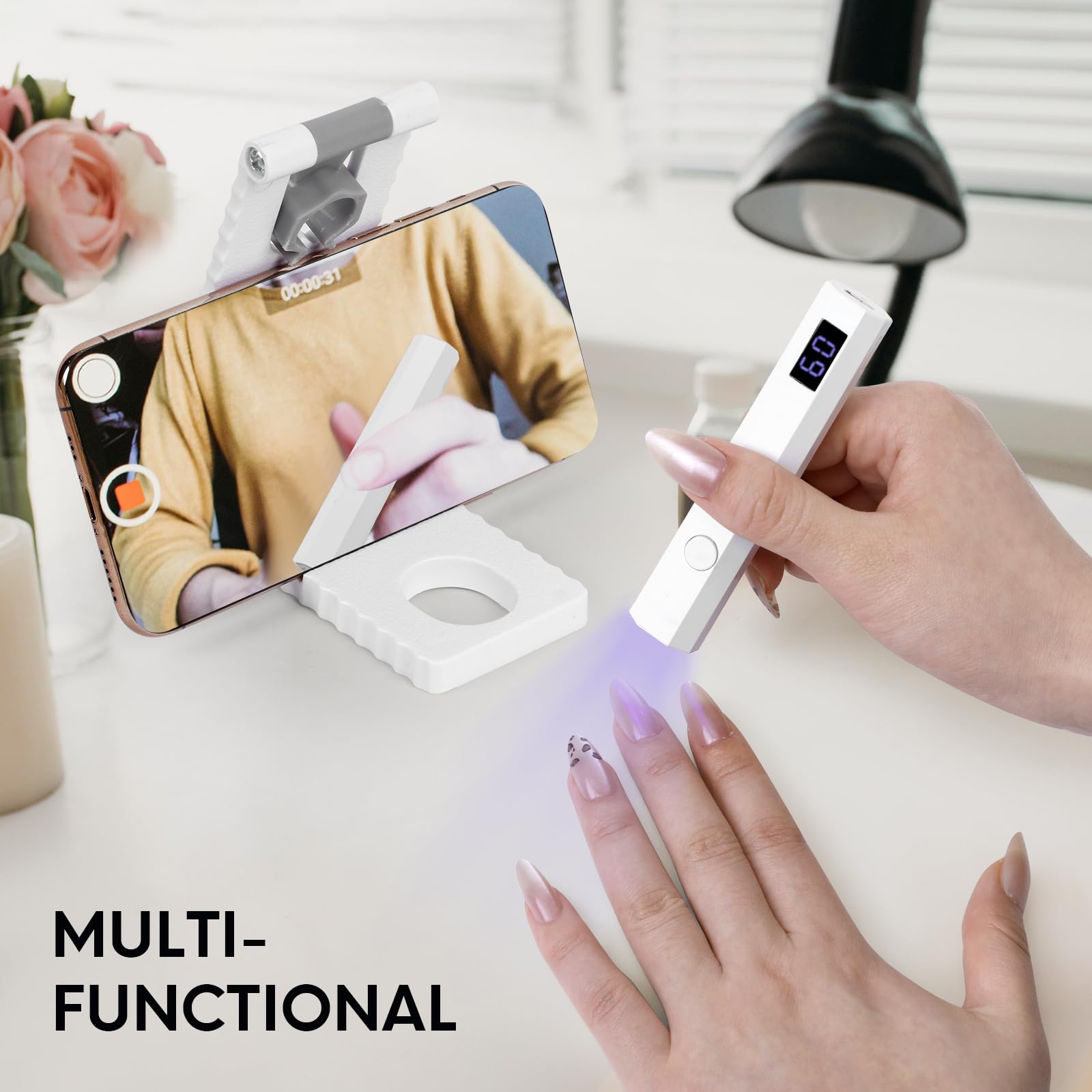 Mini UV Lamp for Gel Nails UV Light for Nails with Stand Handheld UV Nail Lamp Rechargeable - Image 4