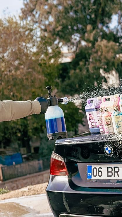 Pembe Mor Sarı Mavi Renkli Oto Araç Araba Yıkama Köpüğü Yüksek Basınçlı Yıkama Pompası Set Rengini Kendin Seç Seçenekli (Mavi)