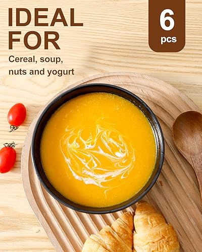 Vista 88 de HASENSE Ensaladeras grandes de 2, cuencos de porcelana de 60 onzas para servir de 8 pulgadas para comedor de cocina, elegantes platos de cerámica