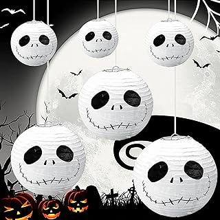 Nightmare Before Christmas Paper Lanterns - Halloween Paper Lanterns,Jack Paper Lantern Hanging Nightmare Before Christmas Decoations,Outdoor Indoor Halloween Party Decorations (10Pieces,8 Inches)