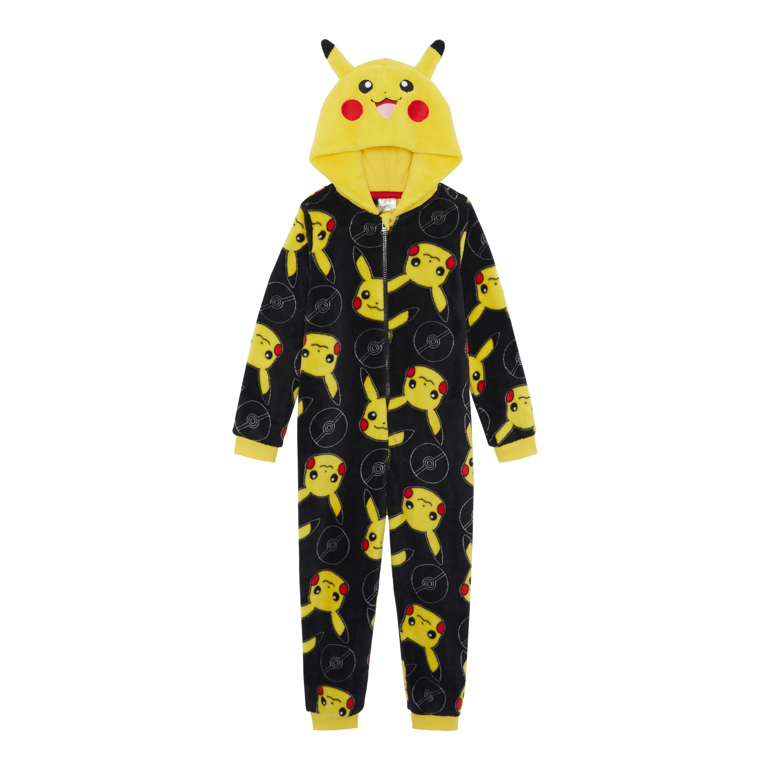 Pokémon Boys Pikachu Or Girls Hooded Fleece Onesie, Kids All In One Pyjamas, Black, Age 11-12 Years