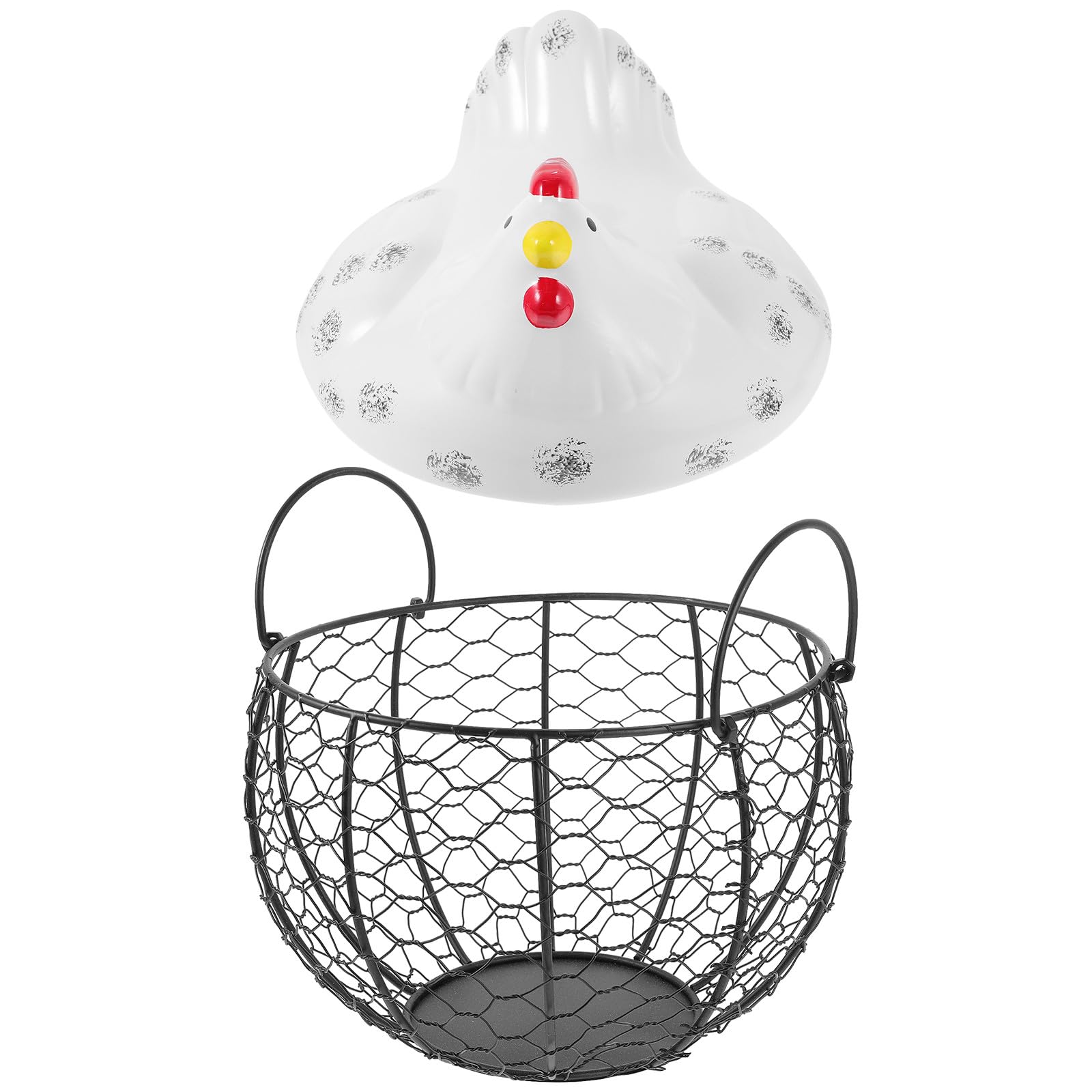 Cesta de almacenamiento creativa de hierro para huevos y organizador de frutas blanco