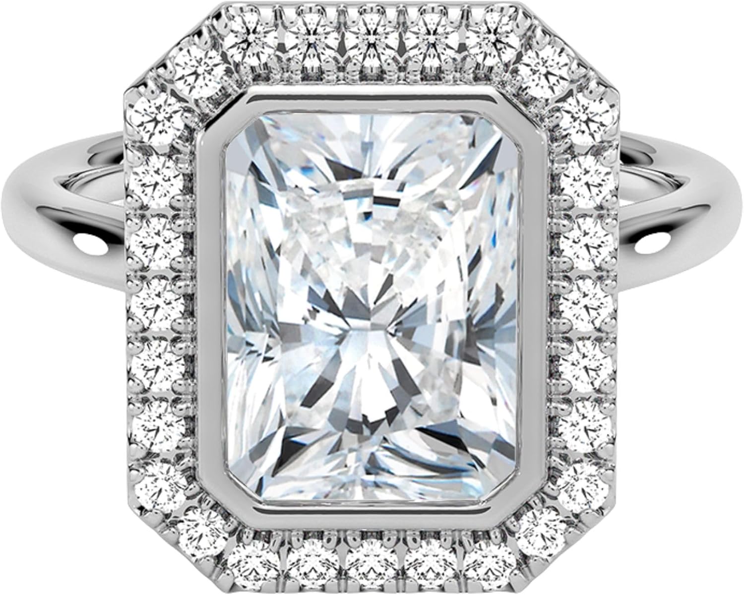 0.50–5.00 Carat IGI Certified Lab Grown Diamond Engagement Ring, Radiant Cut Halo Design, E–F Color VVS2 Clarity, 10K 14K 18K Solid Gold, Luxury Statement Ring for Women