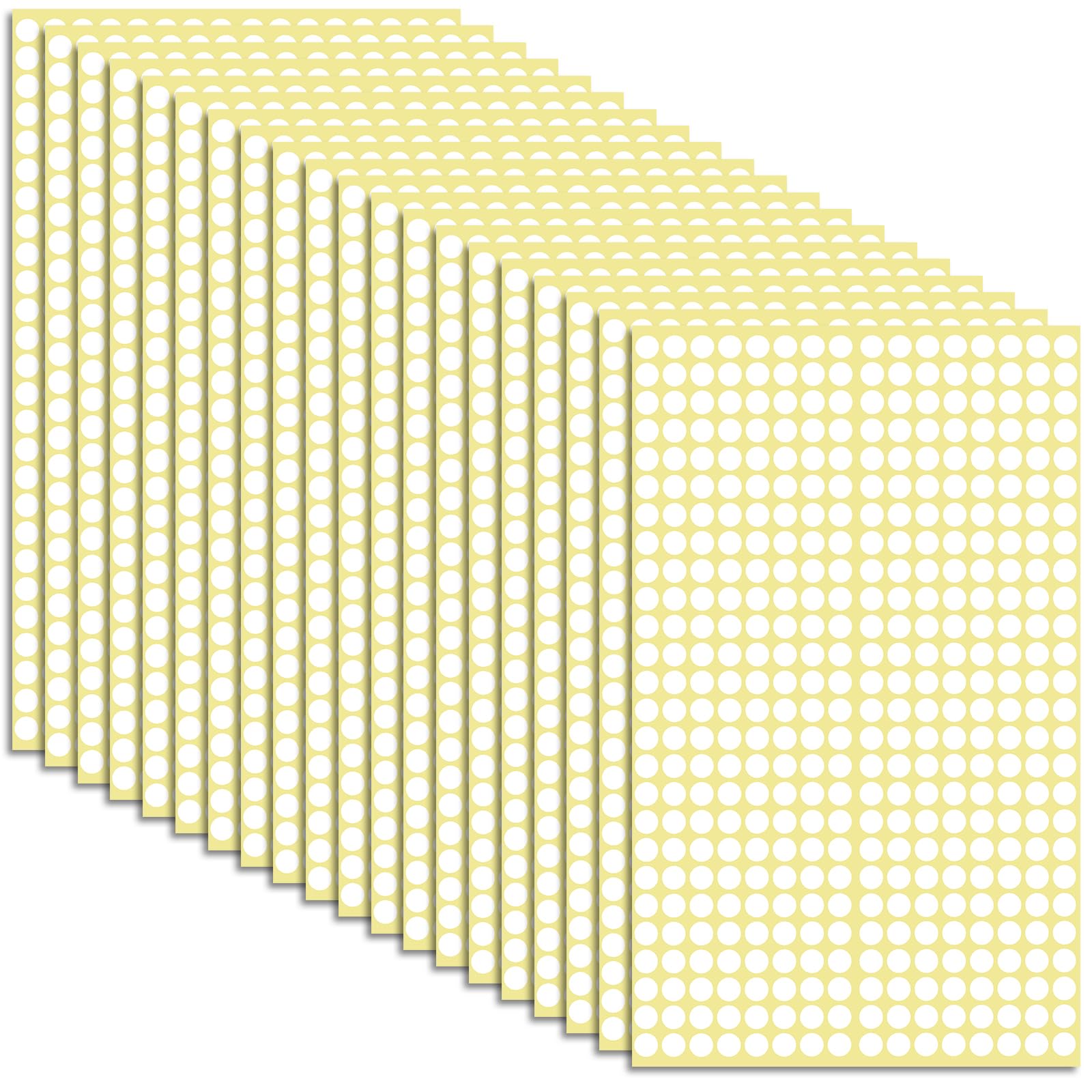 12480Pcs Dot Stickers 6mm Coloured Dot Stickers Sticky Dots Small Circle Sticker Colored Round Circle Dots Sticker Labels (White)