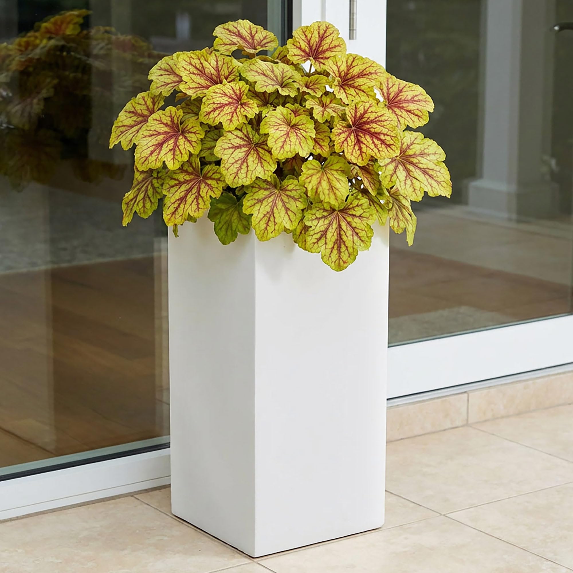 IDEALIST 60cm Tall Planter | White Reinforced Stone Tall Square Planter | Garden Planter | Outdoor Plant Pots with Drainage Holes L27 W27 H60 cm, 44 litres — image 1