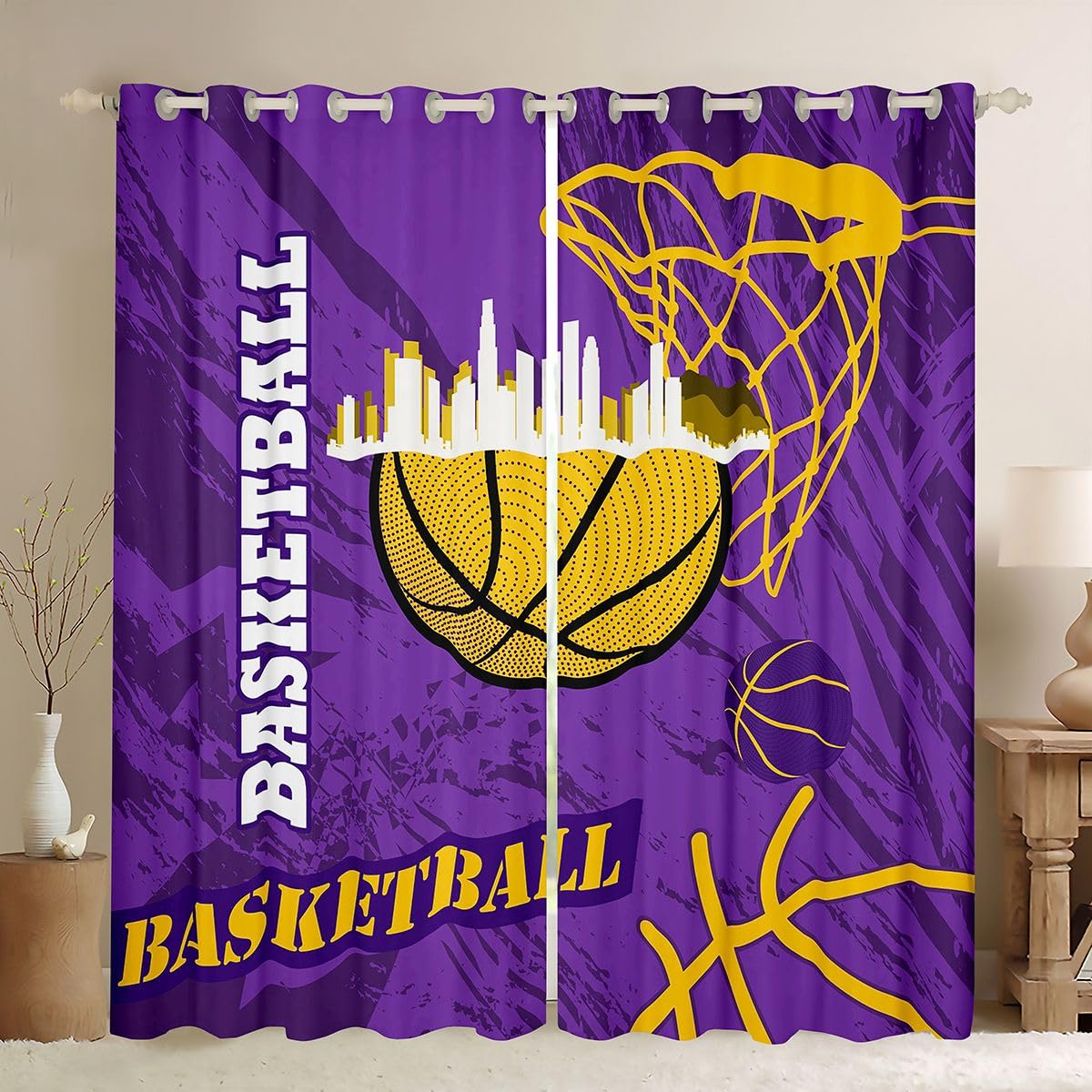 Rideaux de basket-ball tamisants pour stopper les reflets du soleil dans leur chambre