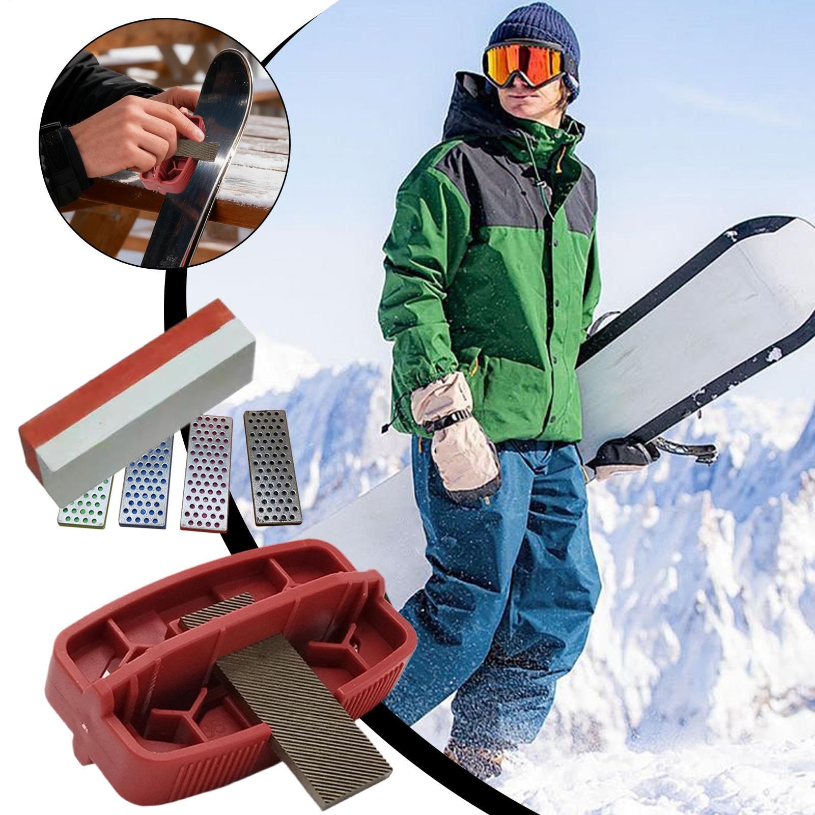 Afilador De Cantos para Esquíes Juego De Afilado Ergonómico Ajustable | Herramientas para Mantenimiento de Esquís Para Mantenimiento de Esquíes y Tablas de Snowboard - Deportes de